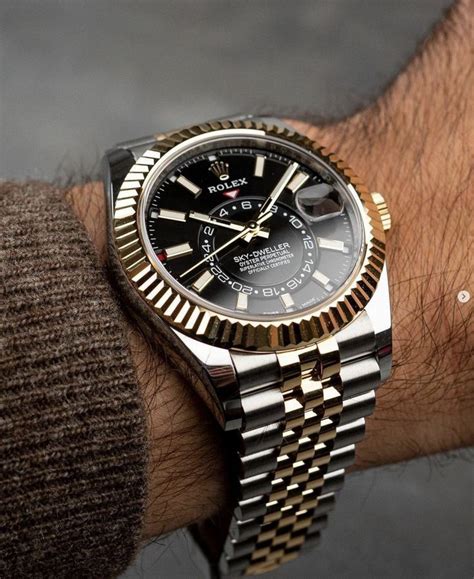 rolex sky dweller two tone black dial jubilee